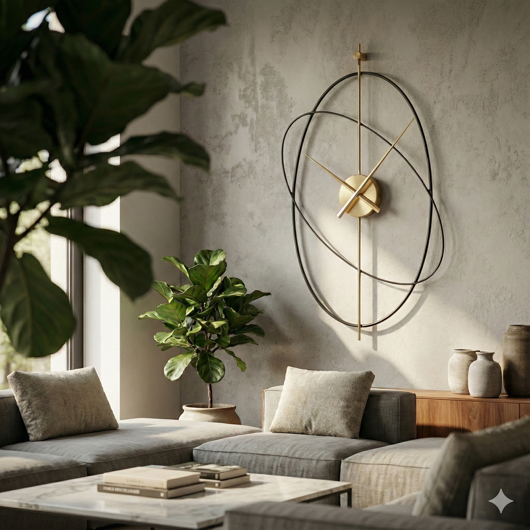 Horloge Murale en Métal - Structure Elliptique Intercalée