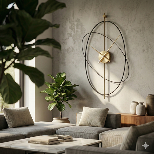 Horloge Murale en Métal - Structure Elliptique Intercalée