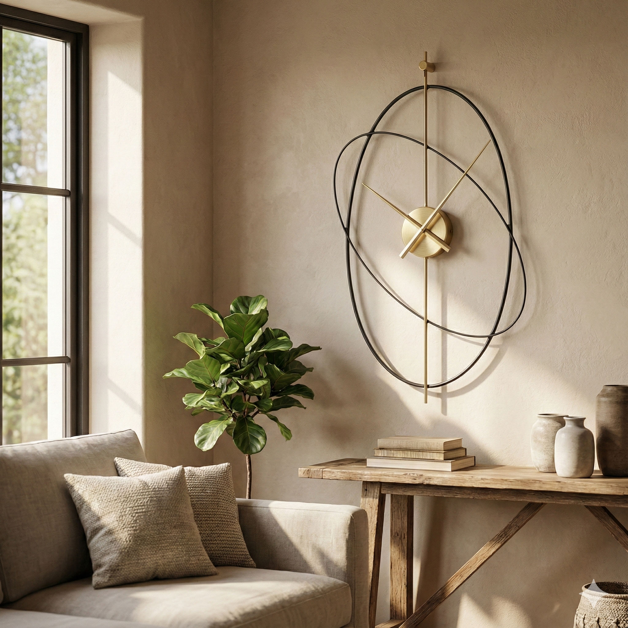 Horloge Murale en Métal - Structure Elliptique Intercalée